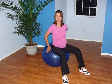 prenatal pilates on the ball image